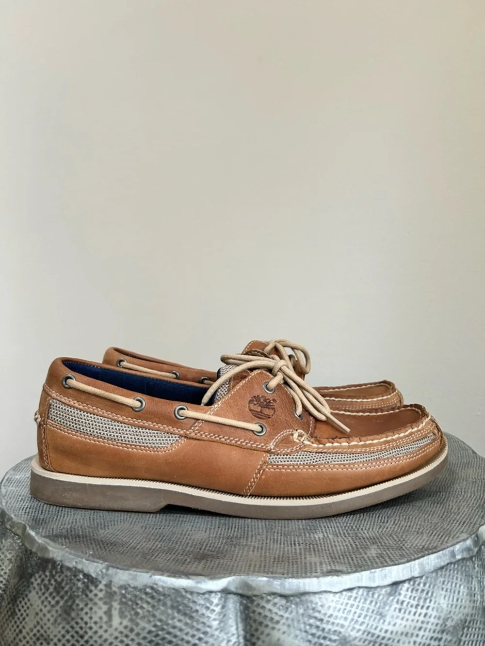 Timberland ~ Kiawah Bay Tan Leather Men’s size 11 Lace-Up Boat Shoes